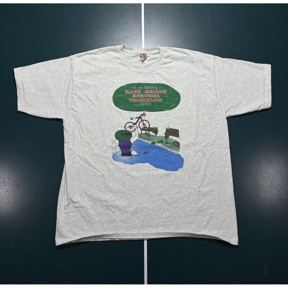 Vintage Mark Mellon Memorial Triathlon‎ T-Shirt Men's XL Gaylord Michigan 1999